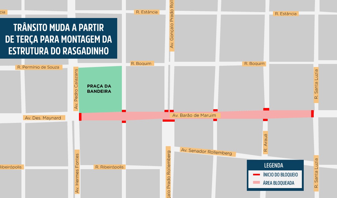 Trânsito muda a partir de terça para montagem da estrutura do Rasgadinho - SMTT Aracaju